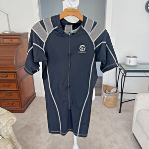 IntelliSkin Men M Foundation Pro Short Sleeve Compression Shirt Black Top Zip